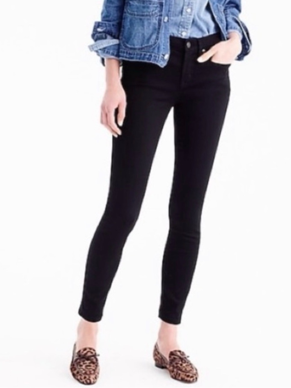 J. Crew Black 8” Toothpick Denim Jeans Stretch Sz 27 (01)
